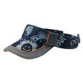 Washed Denim Visor w/ Printed Bill & Crown